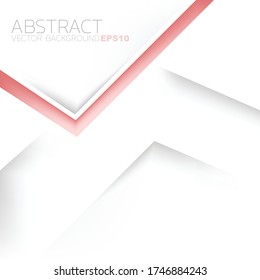 Red line triangle vector background overlap layer on white background for design