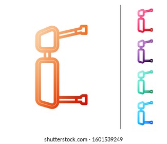 Red line Truck side mirror icon isolated on white background. Set color icons. Vector Illustration