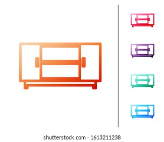 Red line TV table stand icon isolated on white background. Set color icons. Vector Illustration