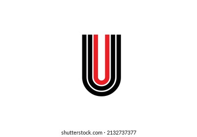 rotes U-Alphabet Buchstaben Logo Symbol. Kreative Design-Vorlage für Unternehmen und Unternehmen in Schwarz-Weiß