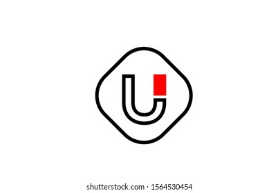 red line U black letter icon alphabet logo shape for company design. Corporate logotype concept