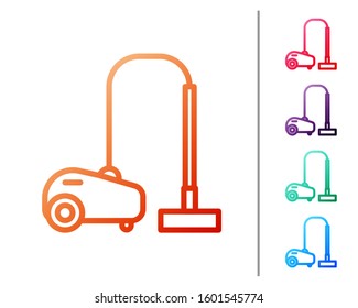 Red line Vacuum cleaner icon isolated on white background. Set color icons. Vector Illustration