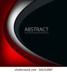 Red Line Vector Background On Black Space Grey Silver Background Overlap Layer Paper For Text And Message Modern Design