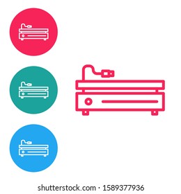 Red line Video game console icon isolated on white background. Set icons in circle buttons. Vector Illustration