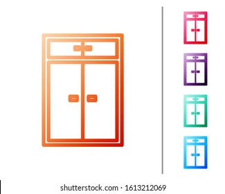 Red line Wardrobe icon isolated on white background. Set color icons. Vector Illustration