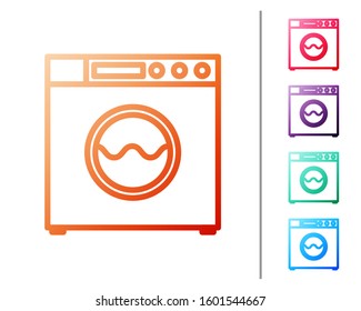 Red line Washer icon isolated on white background. Washing machine icon. Clothes washer - laundry machine. Home appliance symbol. Set color icons. Vector Illustration