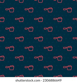 Red line Washing powder in a measuring cup icon isolated seamless pattern on black background.  Vector