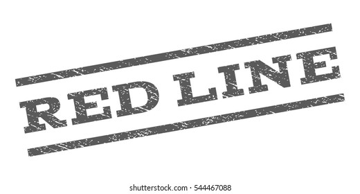 Red Line watermark stamp. Text caption between parallel lines with grunge design style. Rubber seal stamp with unclean texture. Vector grey color ink imprint on a white background.