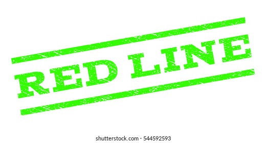 Red Line watermark stamp. Text tag between parallel lines with grunge design style. Rubber seal stamp with unclean texture. Vector light green color ink imprint on a white background.