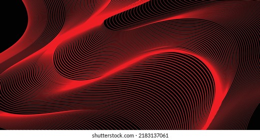 Red line wave and black abstract background