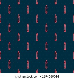 Red line Wax crayons for drawing icon isolated seamless pattern on black background.  Vector Illustration
