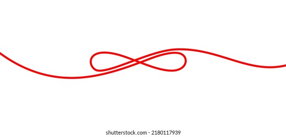 The red line weaves into an infinity sign on a white background 