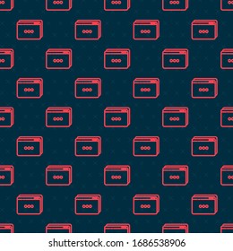 Red line Website template icon isolated seamless pattern on black background. Internet communication protocol.  Vector Illustration