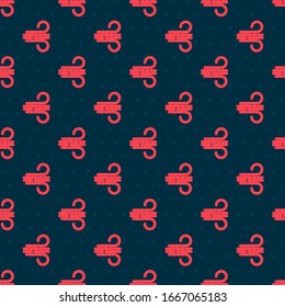 Red line Wind icon isolated seamless pattern on black background. Windy weather.  Vector Illustration