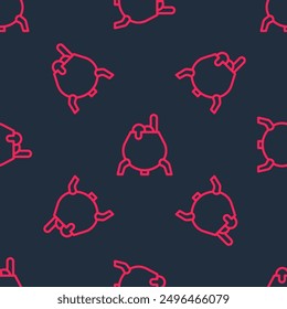 Red line Witch cauldron icon isolated seamless pattern on black background. Happy Halloween party.  Vector