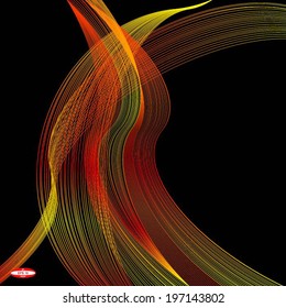 red line yellow wave on black background vector