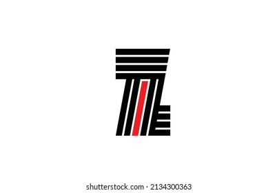 red line Z alphabet letter logo icon. Creative design template for company and business in black and white