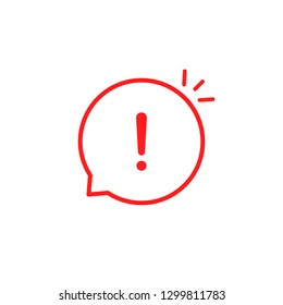 Red Linear Attention Icon Like Emphasis. Concept Of Hazardous Assess Or Urgent Online Message. Flat Stroke Web Style Modern Sms Logotype Graphic Simple Design Infographic Element Isolated On White