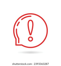 red linear attention icon like emphasis. concept of hazardous assess or urgent online message. flat stroke web style modern sms logotype graphic simple design infographic element isolated on white