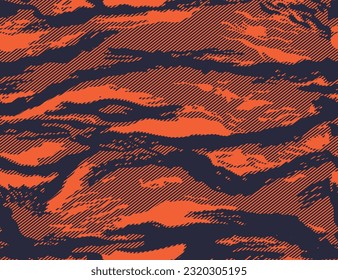 
Red linear camouflage vector background, fashion illustration for textile