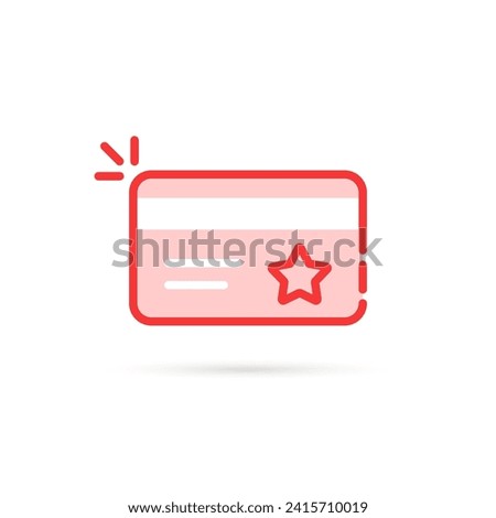 red linear credit card like loyalty program. flat linear trend modern graphic simple earn logotype design abstract web element isolated on white. concept of e-commerce symbol or premium finance sign