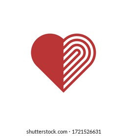 Red Linear heart icon. Vector illustration on white background EPS10