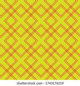 Red linear rhombuses on a yellow background. Seamless texture.