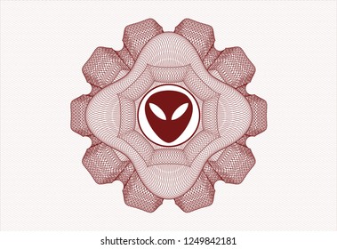 Red linear rosette with alien icon inside