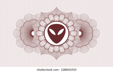 Red linear rosette with alien icon inside