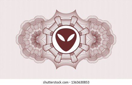 Red linear rosette with alien icon inside