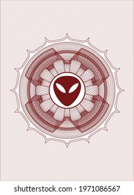 Red linear rosette. with alien icon inside