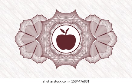 Red linear rosette with apple icon inside