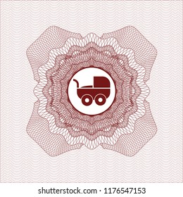 Red linear rosette with baby cart icon inside
