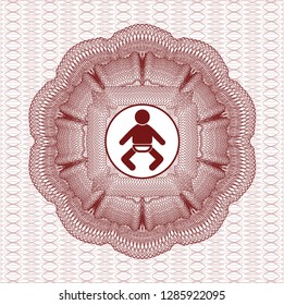Red linear rosette with baby icon inside