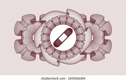 Red linear rosette with bandage plaster icon inside