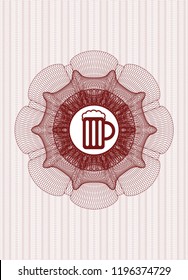 Red linear rosette with beer jar icon inside