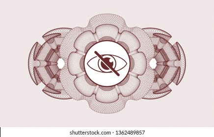 Red linear rosette with blind icon inside
