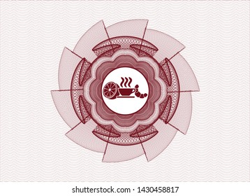 Red linear rosette with breakfast  icon inside