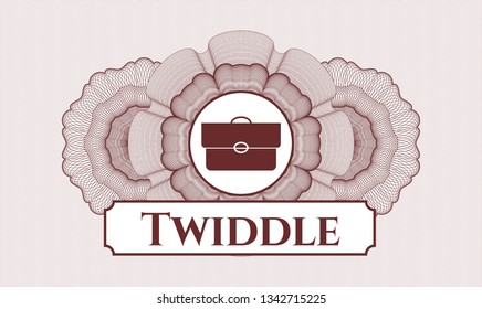 Red linear rosette with briefcase icon and Twiddle text inside