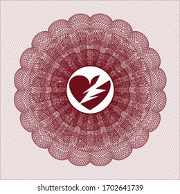 Red linear rosette. with broken heart icon inside