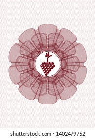 Red linear rosette with bunch of grapes icon inside