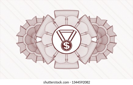 Red linear rosette with business award icon inside