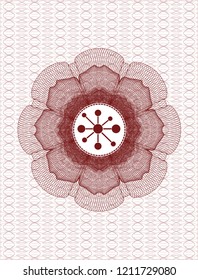 Red linear rosette with business network icon inside