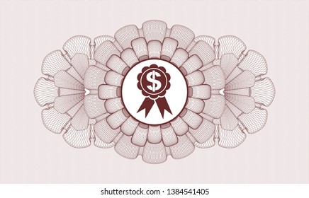 Red linear rosette with business ribbon icon inside