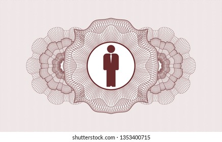 Red linear rosette with businessman icon inside