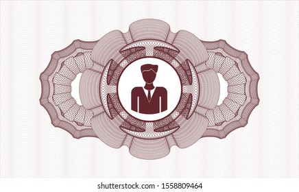 Red linear rosette with businessman icon inside