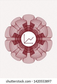 Red linear rosette with chart icon inside