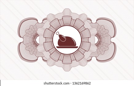 Red linear rosette with chicken dish icon inside