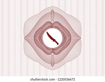 Red linear rosette with combat knife icon inside