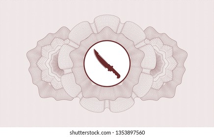 Red linear rosette with combat knife icon inside
